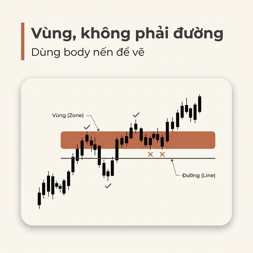 Vùng, không phải đường. Dùng body nến để vẽ vùng.