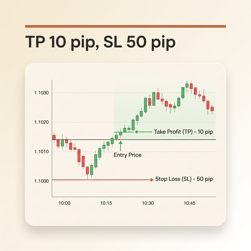 TP 10 pip, SL 50 pip