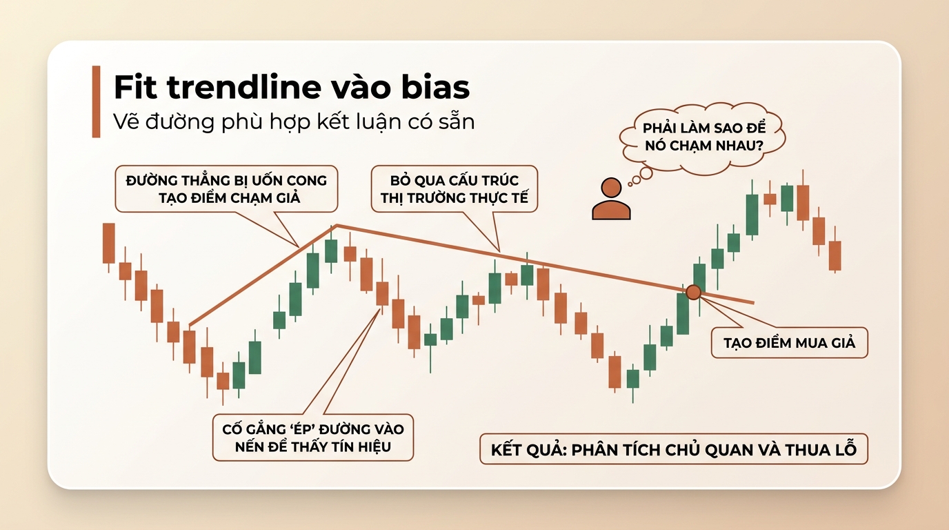 Fit trendline vào bias: Vẽ đường phù hợp kết luận có sẵn.